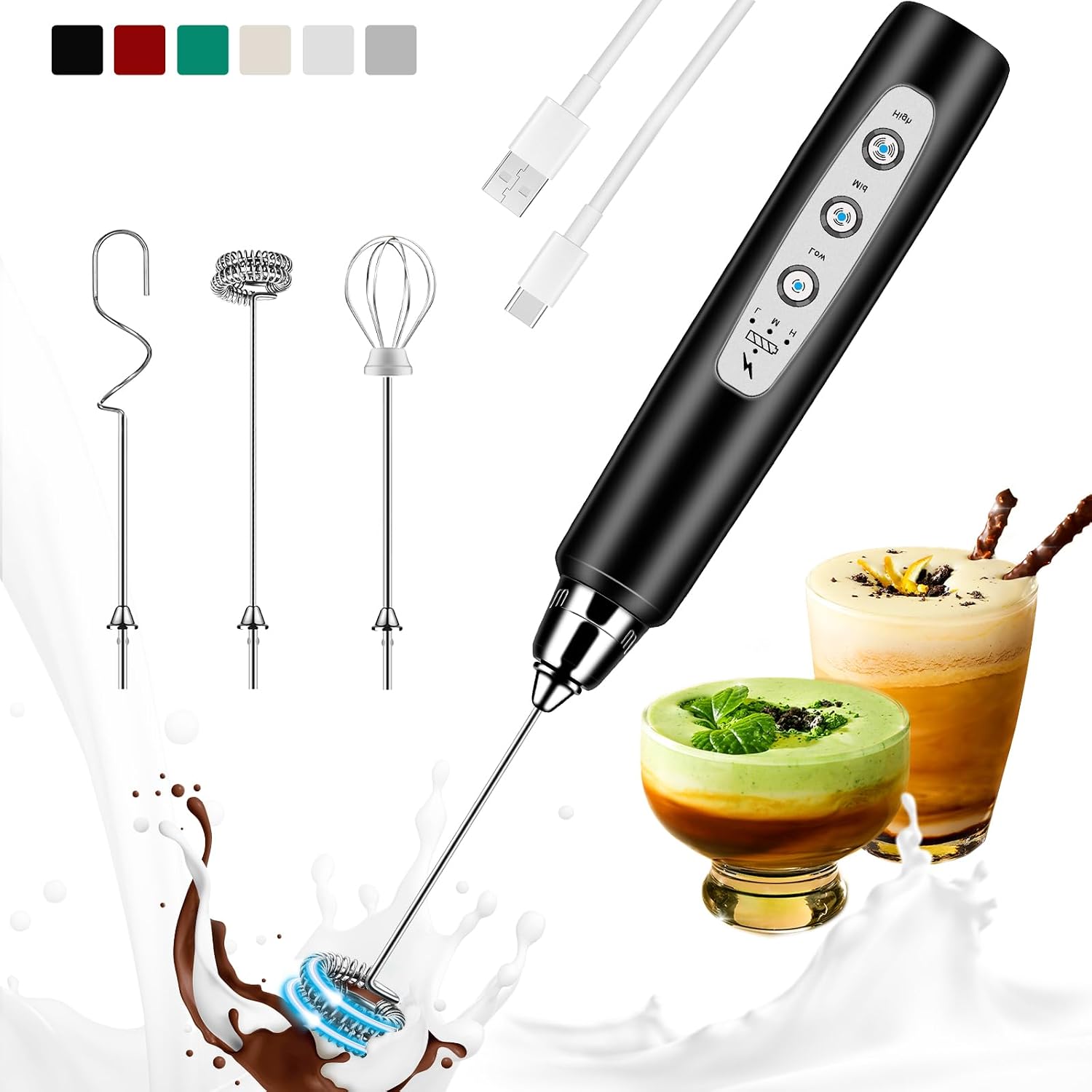 Milk Frother - Espumador de Leche Recargable, Batidor Eléctrico