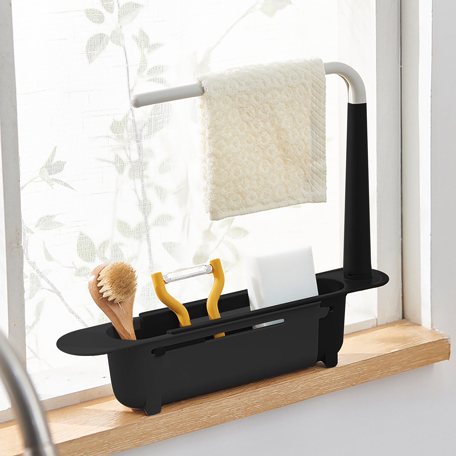 Kitchen Gadgets Holder - Elescopic-estante escurridor para fregadero, organizador de