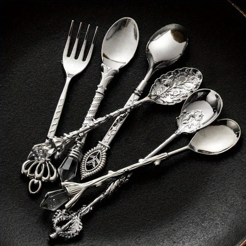 Kitchen Gadgets Gold - 6 uds cucharas Vintage tenedor estilo
